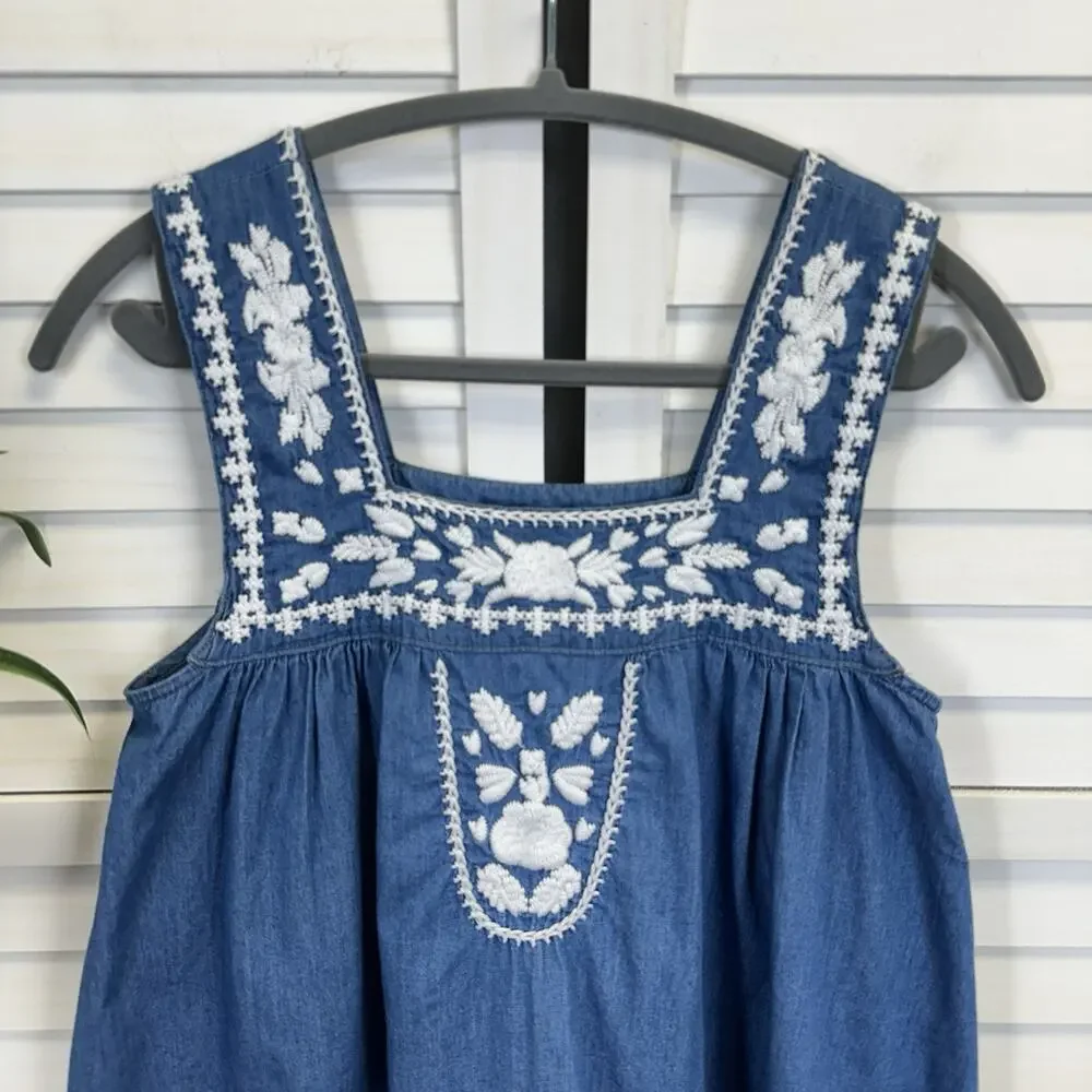 Lovers + Friends Dream Catcher Tank‎ Top Blue Chambray Embroidered Boho Size XS - Picture 3 of 10